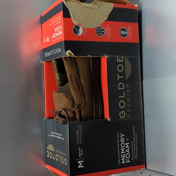 BNIB GoldToe Men’s HOUSE SHOES/SLIPPER Size 8-9 (M) Brown - Picture 6 of 9